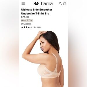 Wacoal Ultimate Side Smoother Underwire T-Shirt Bra Sand Size 38DD